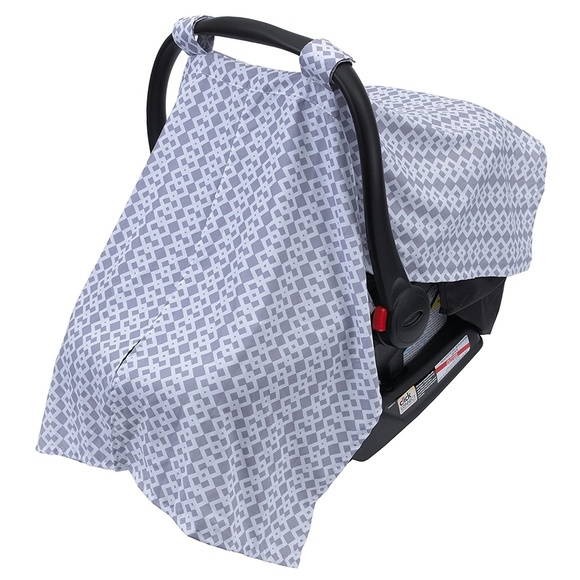 On The Go Car Seat Canopy Cover-Gray/White - Picture 2 of 3